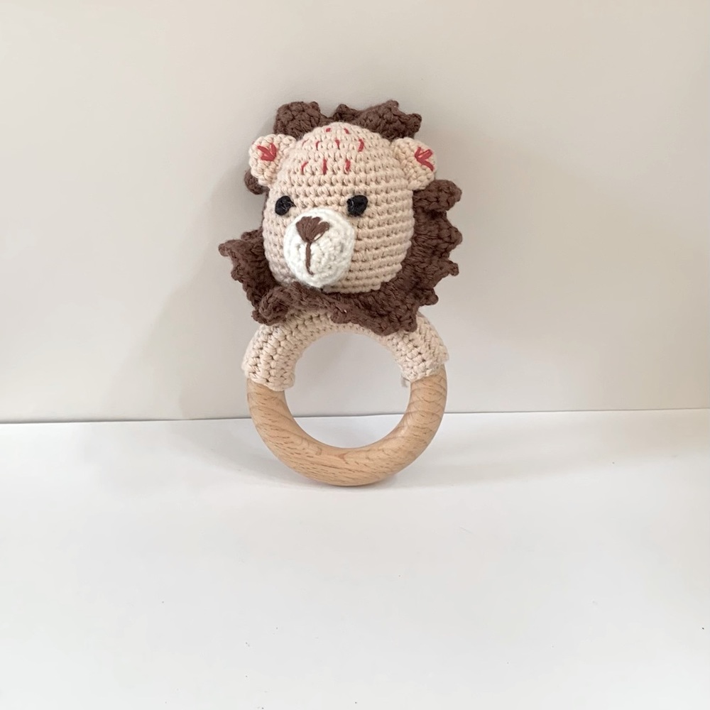 Baby/ Toddler Handmade Lion Crochet Rattle.